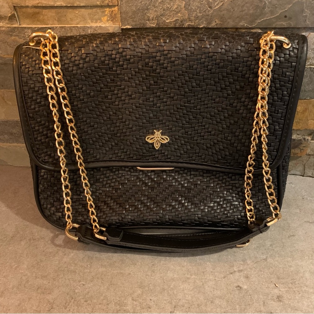 Lucky Bees Shoulder Bag Black With Gold Accents